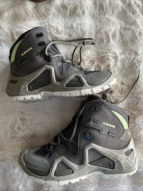 Lowa Grey Hiking Boots with Lime Accents